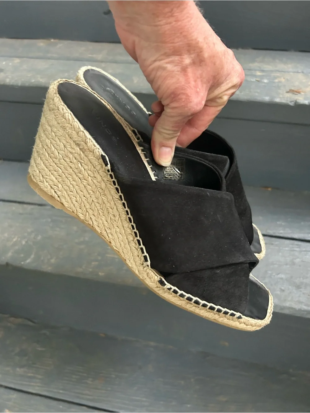 Vince “Gaelan” Square  Toe Crisscross Espadrille Wedge Sandals